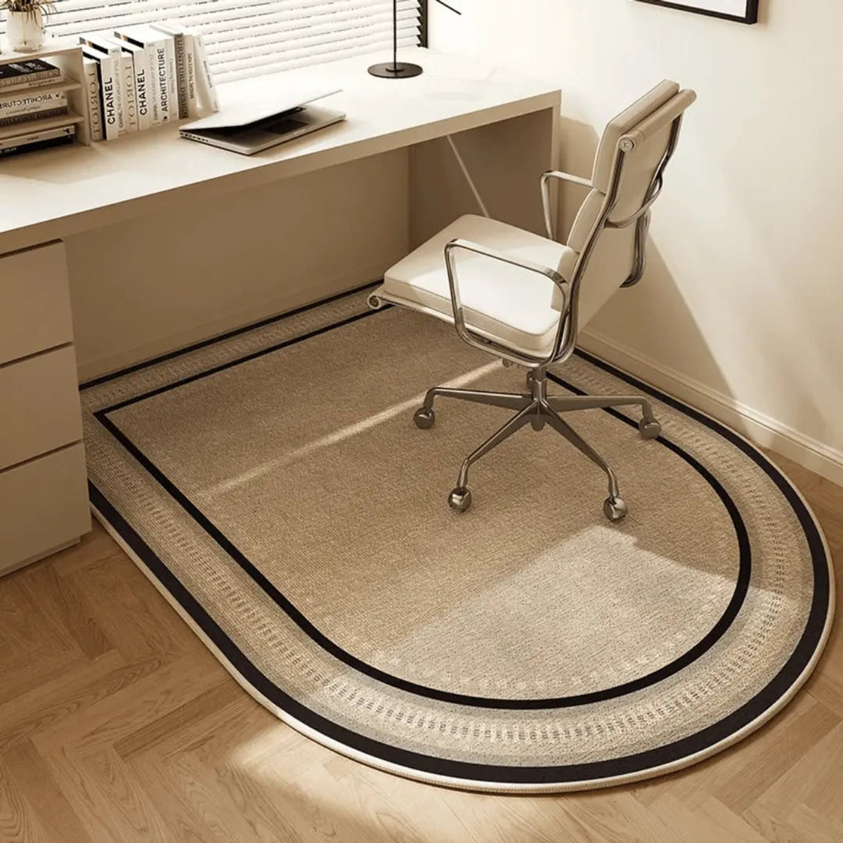 Semi-Circular Office Chair Mat With Non-Slip Polyester Fleece Surface - Image 4