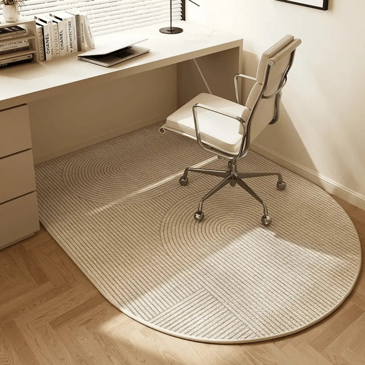 Semi-Circular Office Chair Mat With Non-Slip Polyester Fleece Surface - Image 7