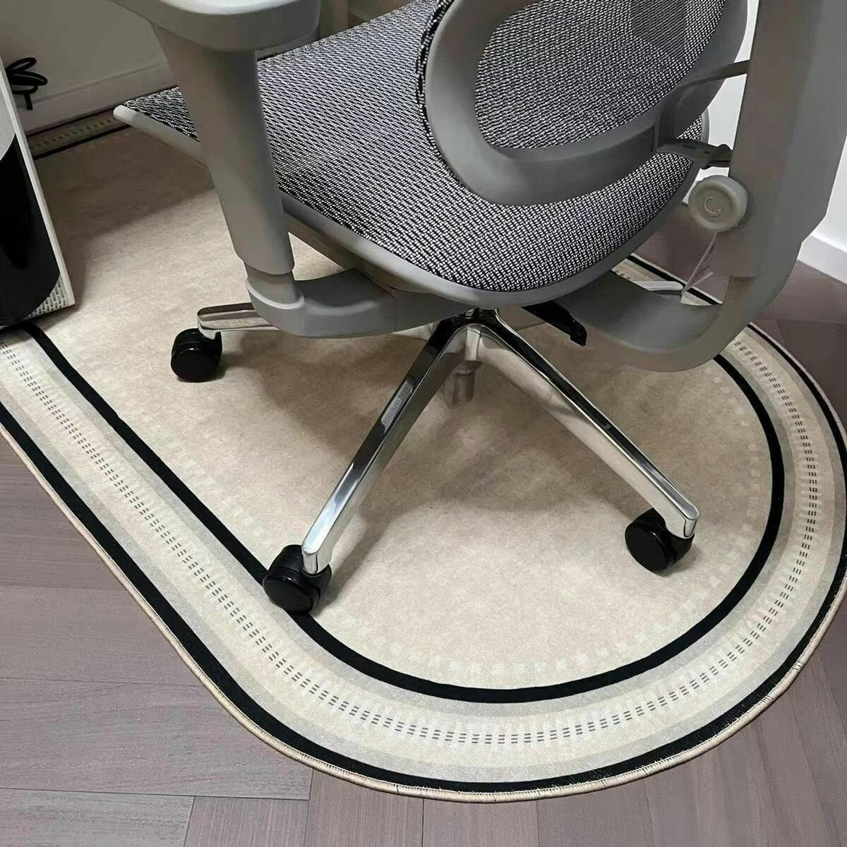 Semi-Circular Office Chair Mat With Non-Slip Polyester Fleece Surface - Image 1