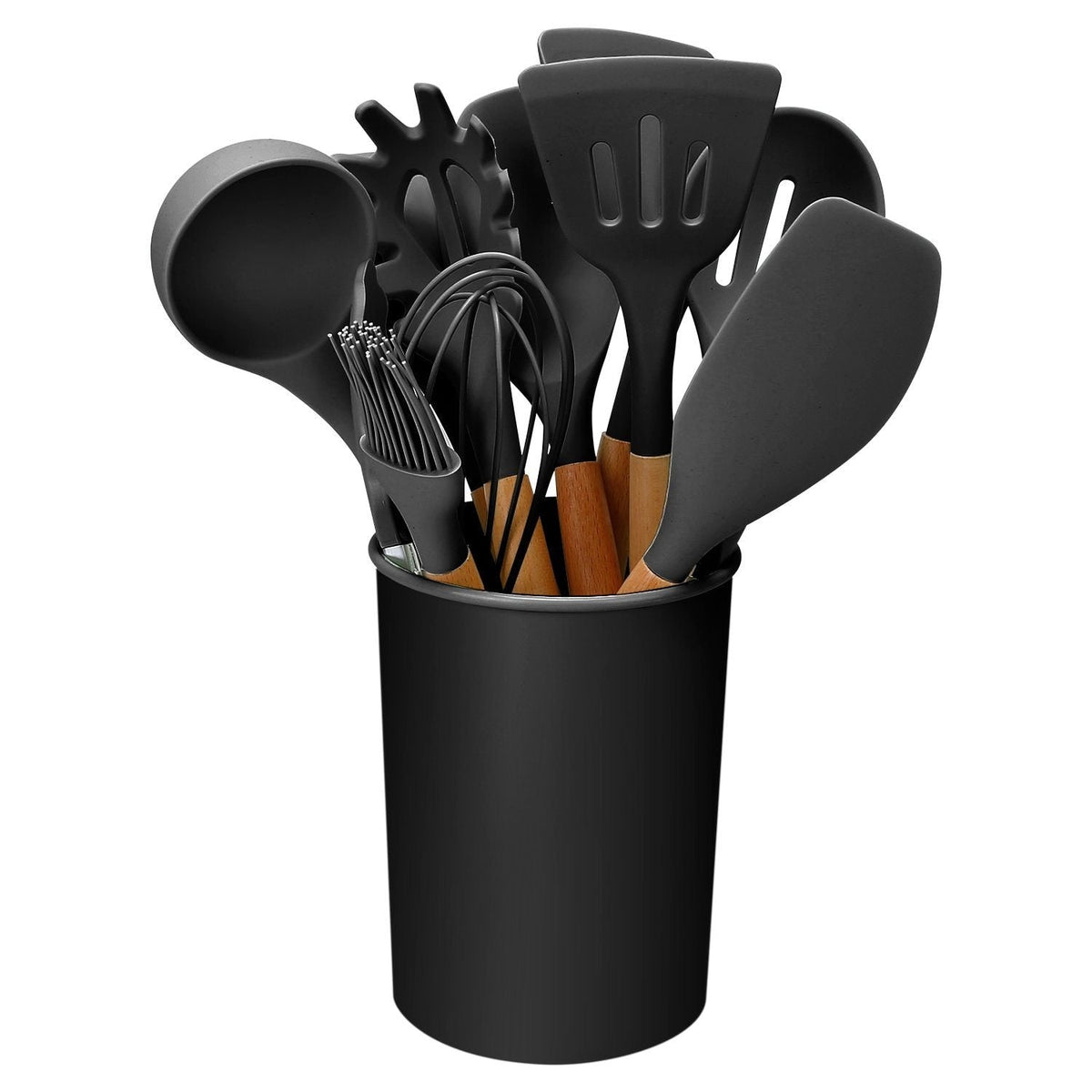 Silicone Kitchen Utensil Set With Wooden Handles Bpa-Free - Image 1