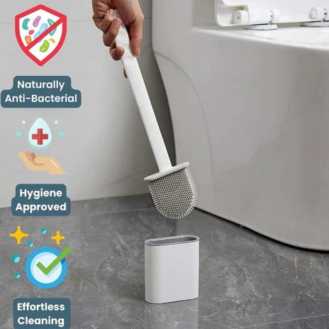 Silicone Toilet Brush With Flexible Head For Deep Cleaning And Antibacterial Bristles - Image 9