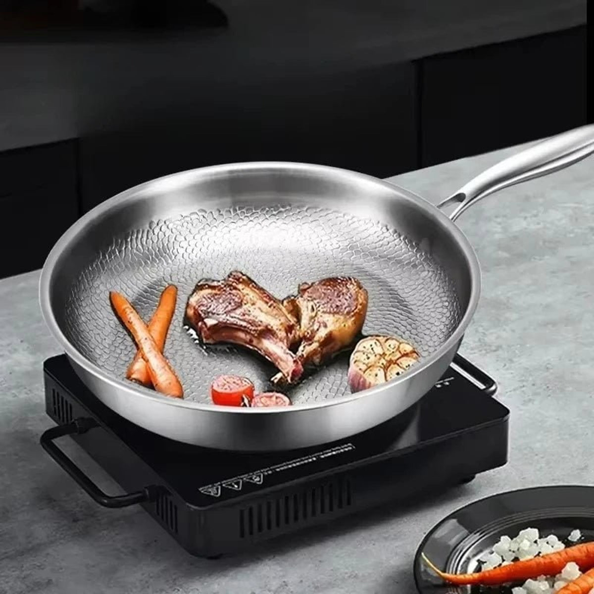Titanium Frying Pan Hammered Non-Stick Skillet For Induction Cooktops And Everyday Cooking - Image 2
