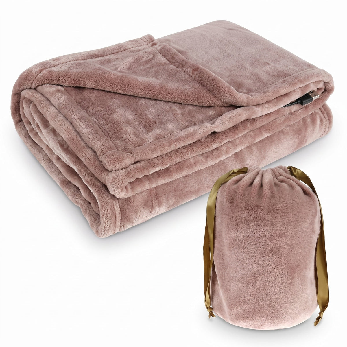USB Heated Blanket Throw With Soft Fleece Fabric And Portable Cordless Design - Image 1