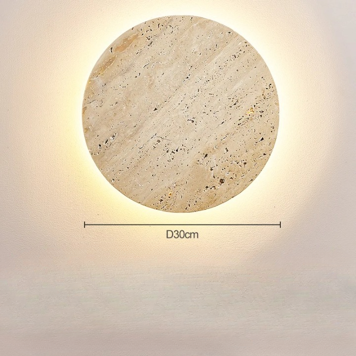 Natural Travertine Wall Sconce with Halo Glow