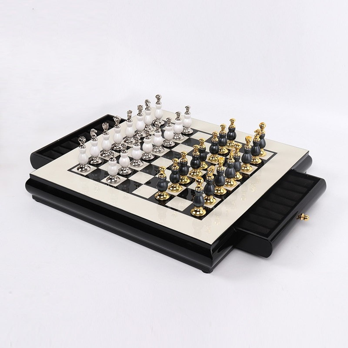 Wooden Chess Set With Zinc Alloy Handcrafted Chess Pieces - Image 2