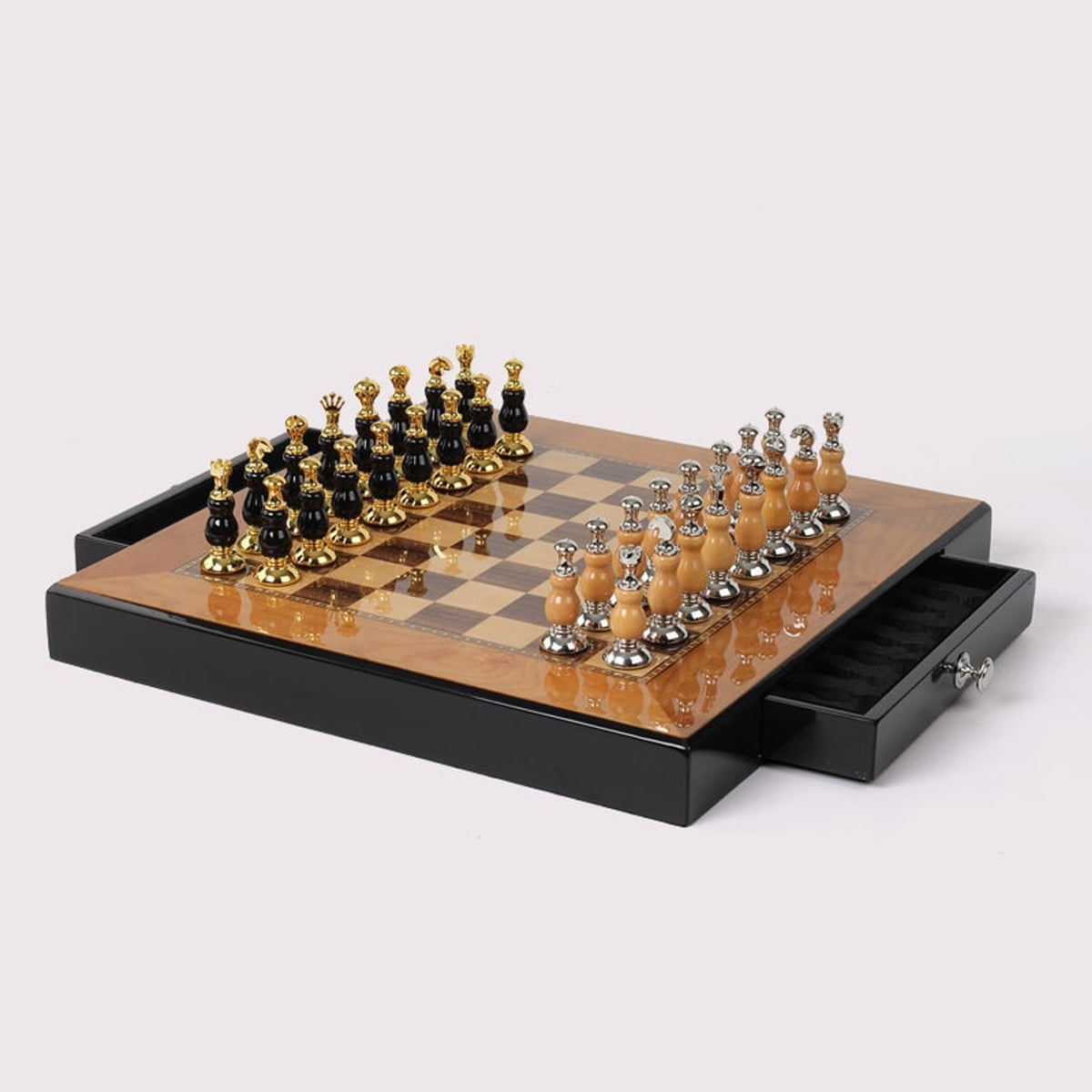 Wooden Chess Set With Zinc Alloy Handcrafted Chess Pieces - Image 5